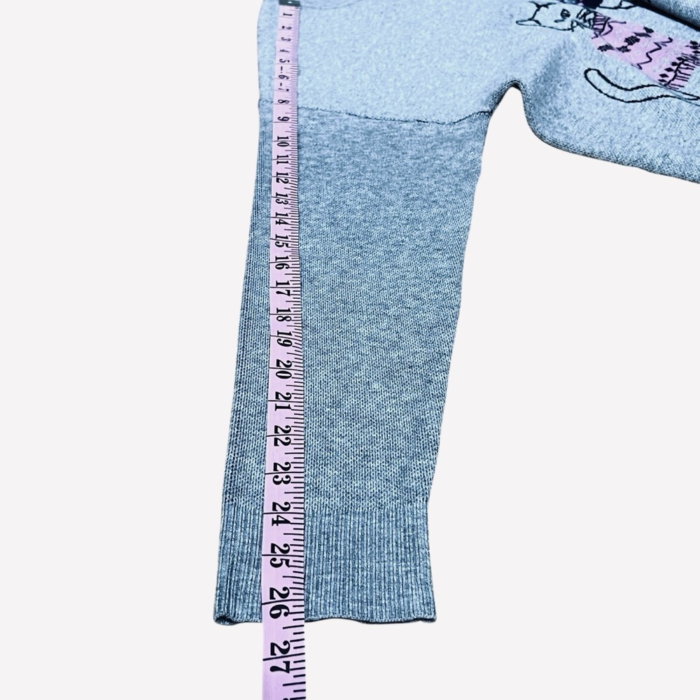 BELLDINI Cat Sweater Heather Grey Crew Neck Longsleeve Cozy Crop Sweater M - Picture 6 of 10